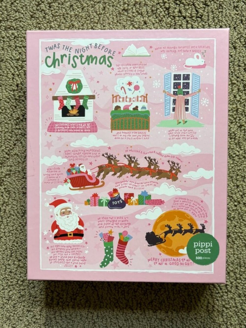Puzzle, Pippi Post T’was the Night Before Christmas, 500 pieces, Excellent Cond.